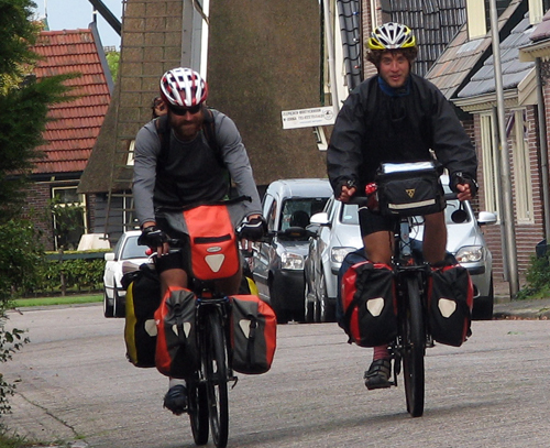 George Makrinos (left) and John Foley (right) approaching Njimegen, Netherlands