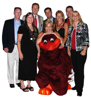 Virginia Tech alumni with the HokieBird