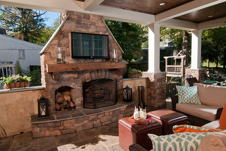 hand-hewn beam for mantel 