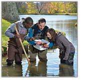 Virginia Tech Professor Stephen Schoenholtz (center) with students