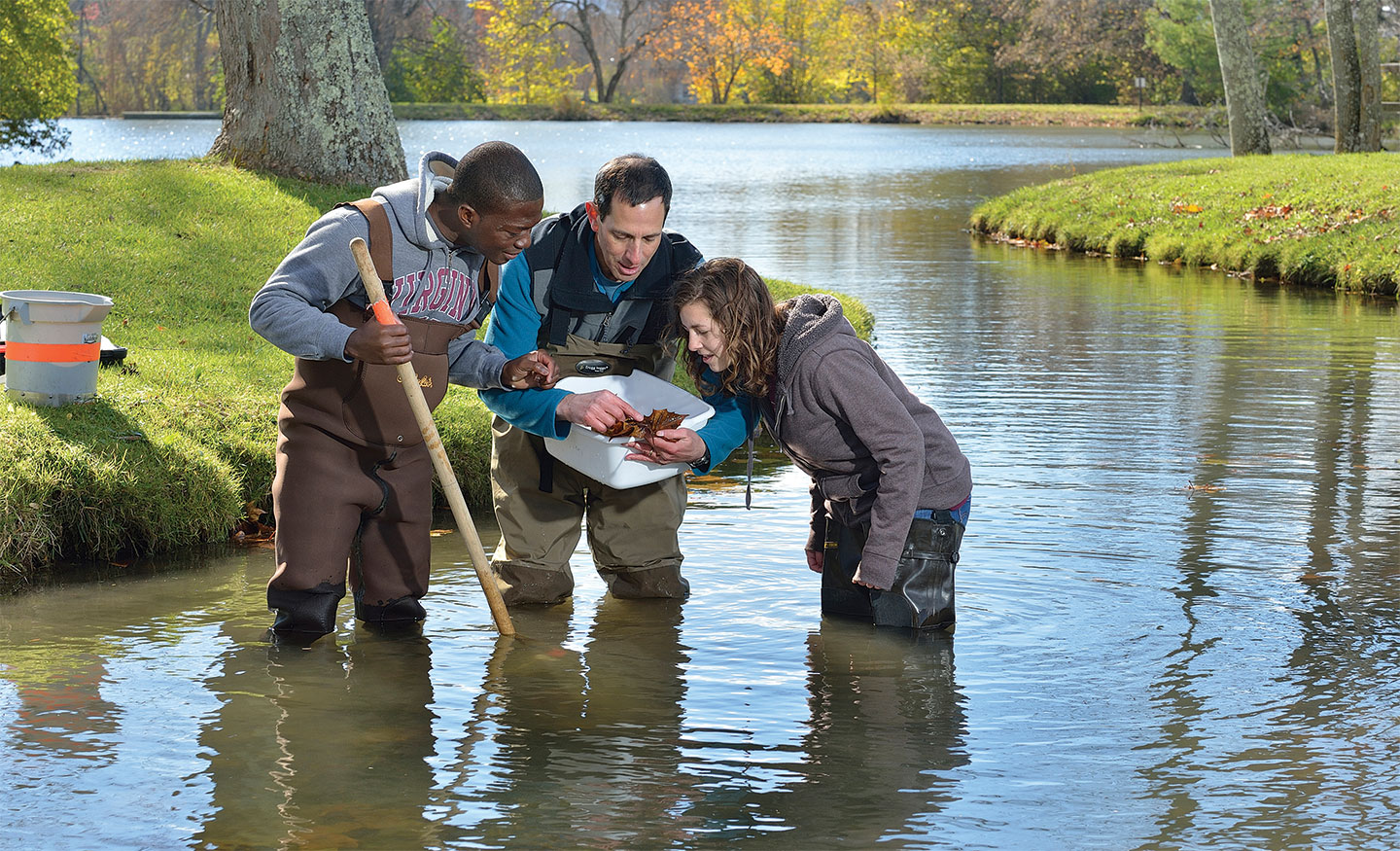 Virginia Tech Professor Stephen Schoenholtz (center), director of the Virginia Water Resources Research Center