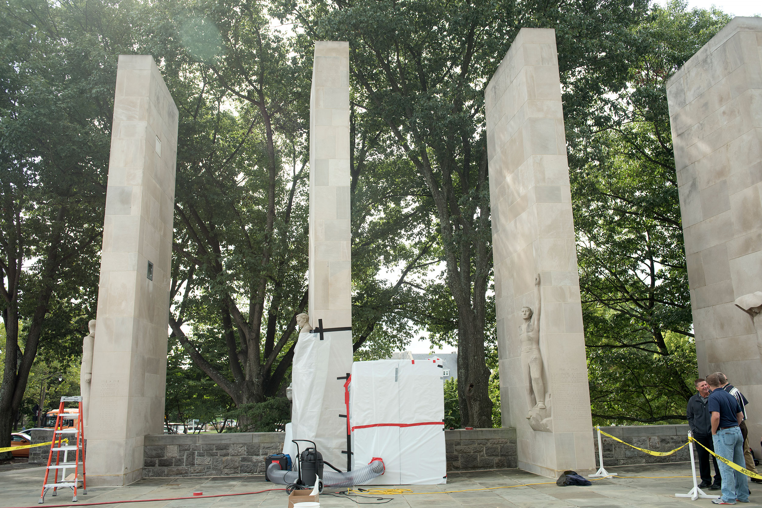 It was a busy day at the War Memorial when the engraving was done.