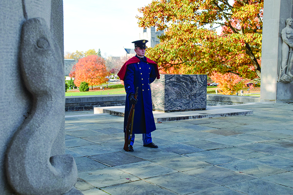 cadet stands in tribute