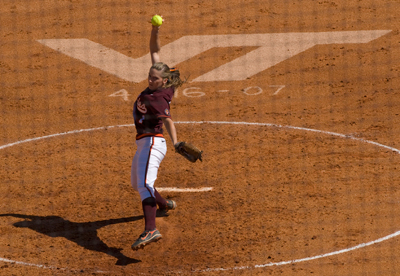 Virginia Tech softball team pitcher, Angela Tincher