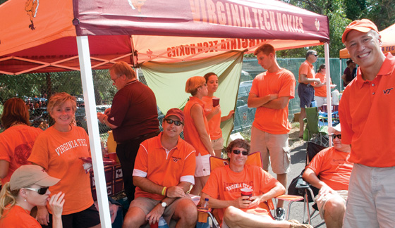 Fans tailgating before the Georgia Tech game