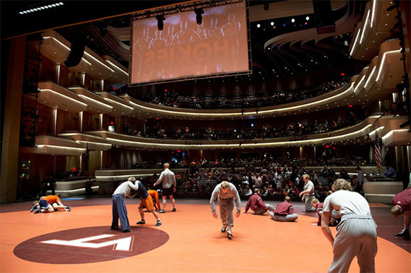 wrestling in the Moss Arts Center