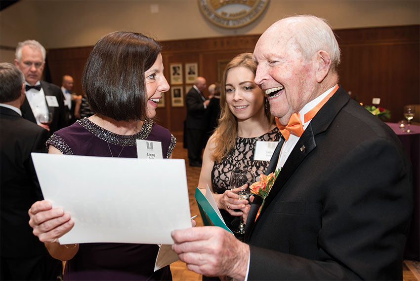 Professor Laura Sands, Jamie Nicole Riggins '04, and Ray Carmines '51