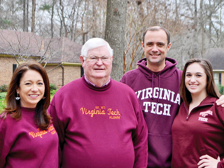 Lisa Burris '91, O. Wayne Hanks '63, Dean Burris '89, and Ashley Burris, Class of 2021