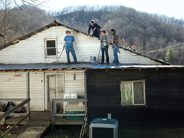 Virginia Tech students doing service work in Hurley, W.Va.