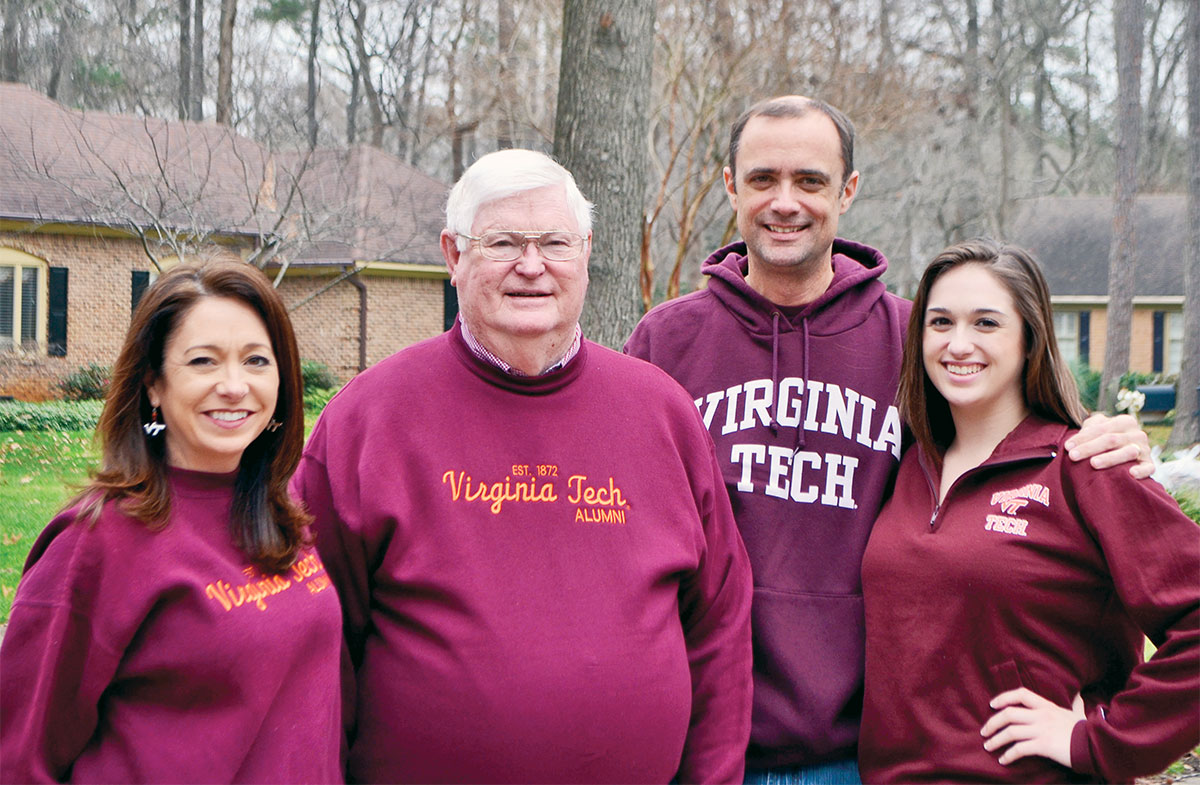 Lisa Burris '91, O. Wayne Hanks '63, Dean Burris '89, and Ashley Burris, Class of 2021