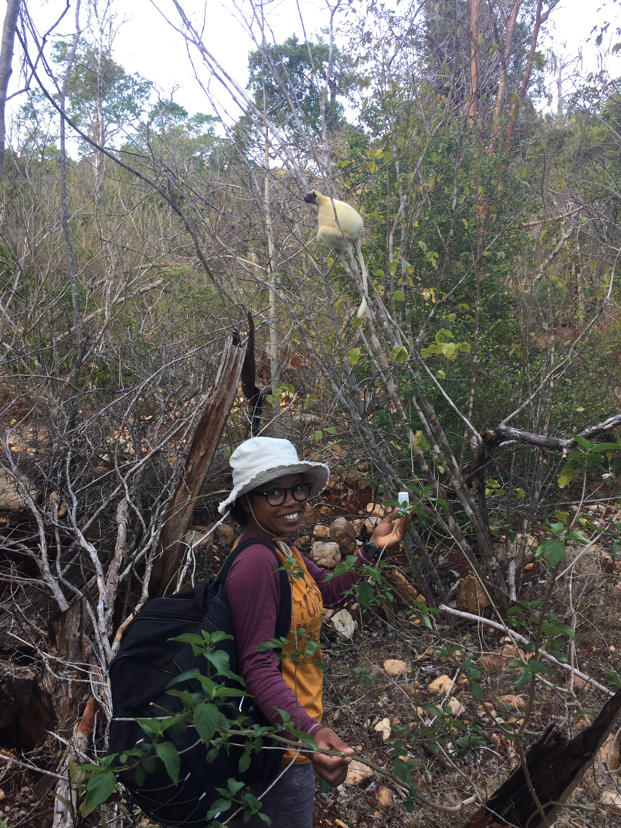 student in the field