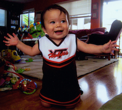 Future Hokie Sadie Grace Shiroma, nine months old, of Mililani, Hawaii; daughter of Julie Ryan Shiroma '88 and granddaughter of John W. Ryan '56.