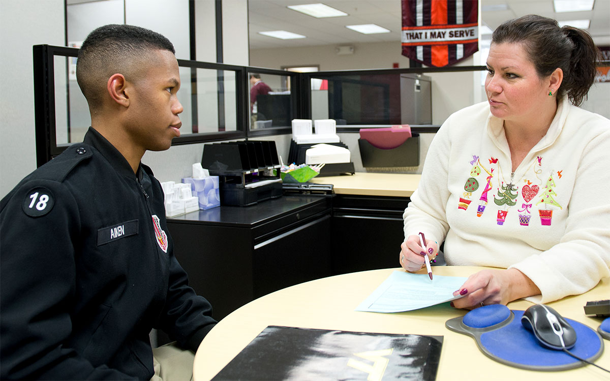 Virginia Tech student at registrar's office