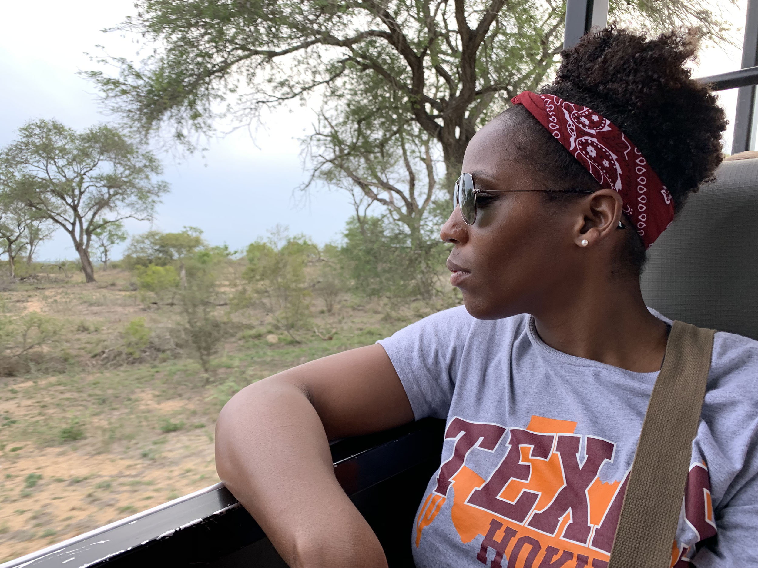 Keeping a lookout for big game in Kruger National Park.