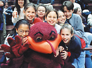 Kids with the Hokie Bird